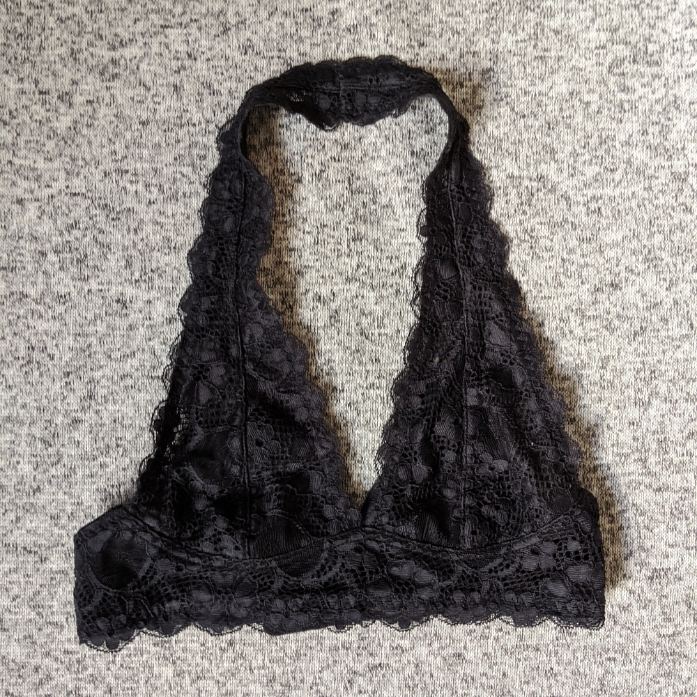 Black Lace Free People Halter Bralette